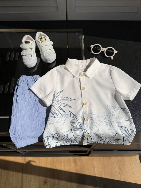Conjunto de 2 piezas para bebé y niños pequeños, camisa y shorts
