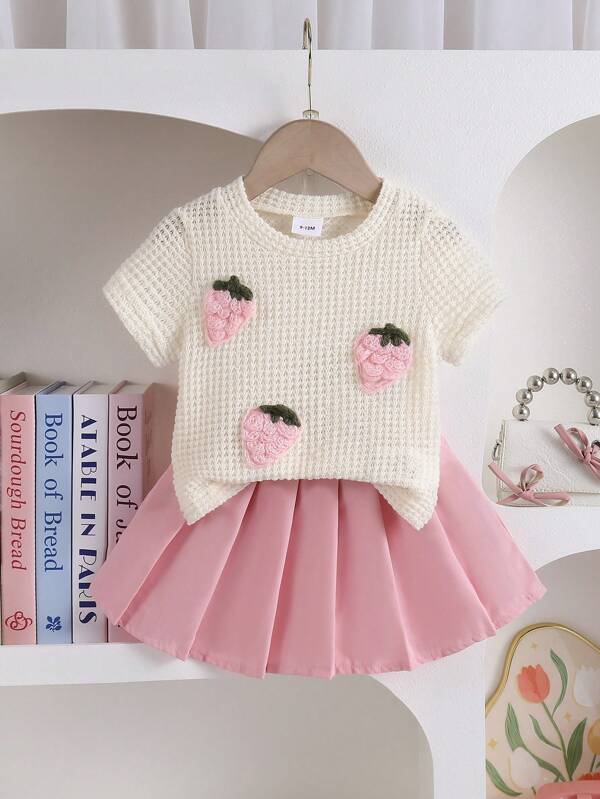 Conjunto de 2 piezas para bebé niña, blusa y falda