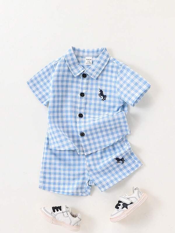 Conjunto de 2 piezas para bebé y niños pequeños, camisa y shorts