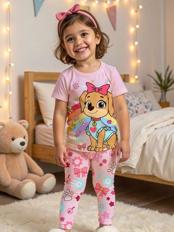 Conjunto pijama de 2 piezas para niñas pequeñas,