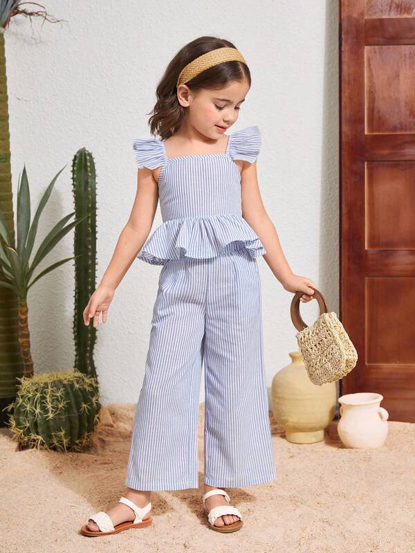 Conjunto de 2 piezas para niñas pequeñas, top y pantalón