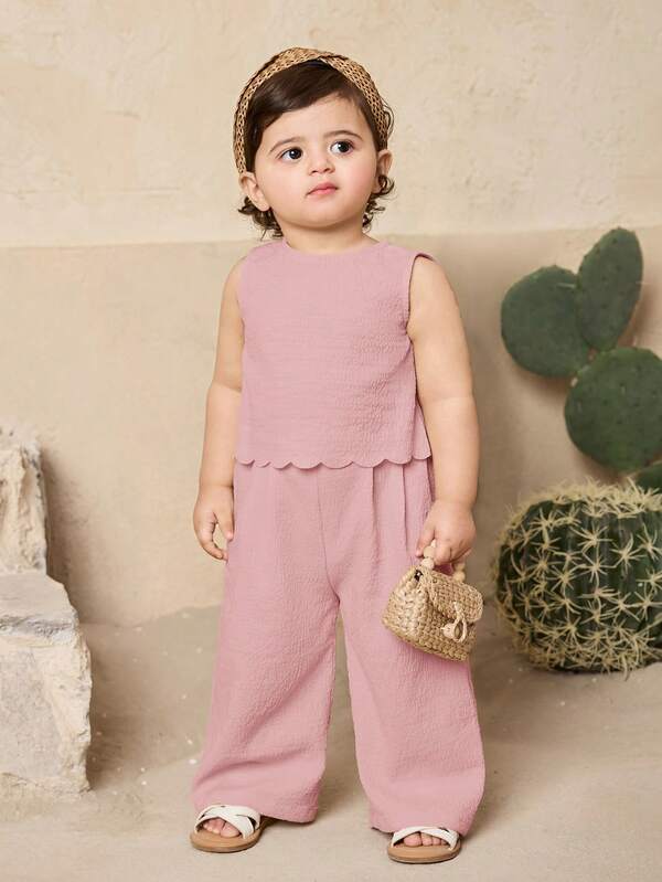 Conjunto de 2 piezas para bebé y niñas pequeñas, blusa y pantalón