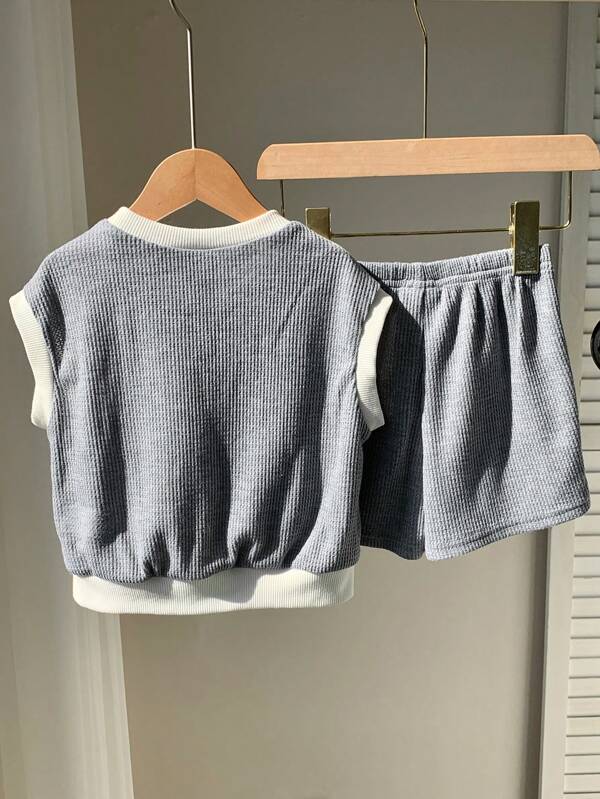 Conjunto de 2 piezas para bebé y niños pequeños, chaleco y shorts