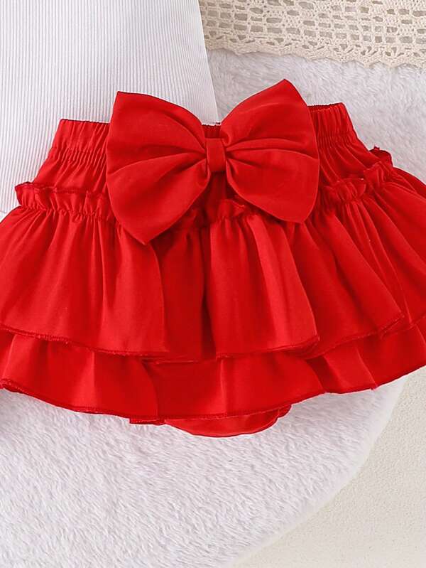 Set de 4 piezas para bebé niña, vestido, calcetines, shorts y diadema