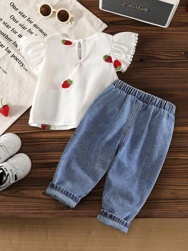 Conjunto de 2 piezas para bebé y niñas pequeñas, blusa y pantalón