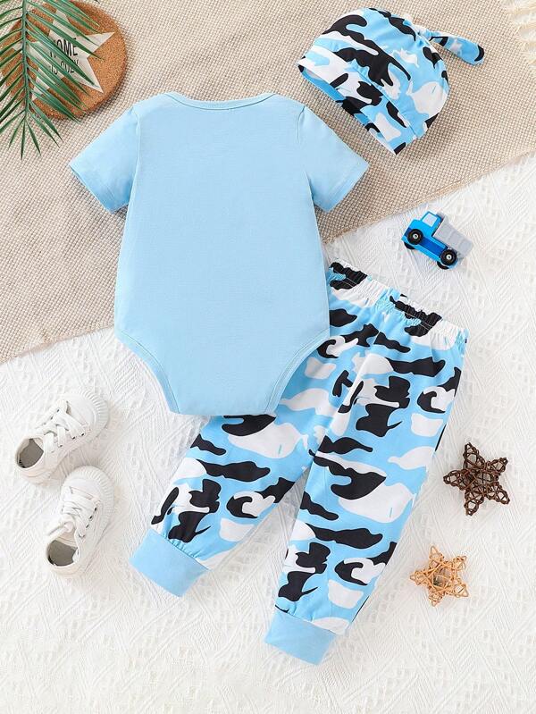 Set de 3 piezas para bebé y niños pequeños, body, mono y gorro