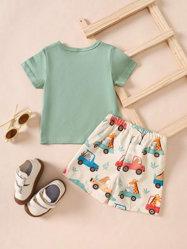 Conjunto de 2 piezas para bebé y niños pequeños, franela y shorts