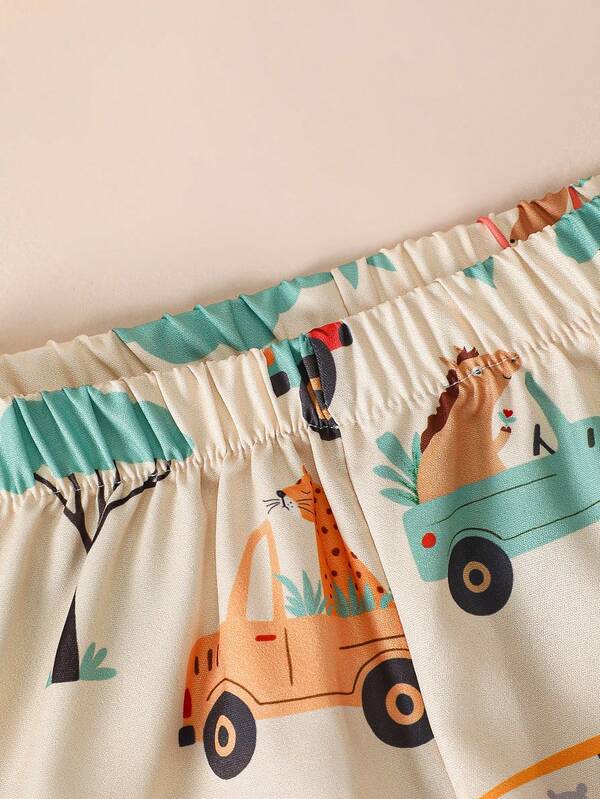 Conjunto de 2 piezas para bebé y niños pequeños, franela y shorts