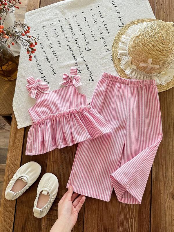 Conjunto 2 piezas para bebé y niñas pequeñas, top y pantalón