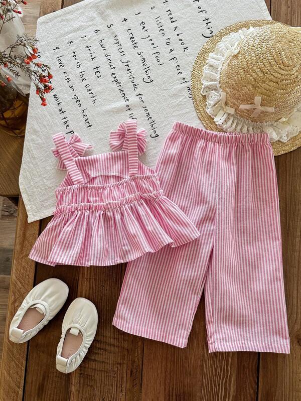 Conjunto 2 piezas para bebé y niñas pequeñas, top y pantalón