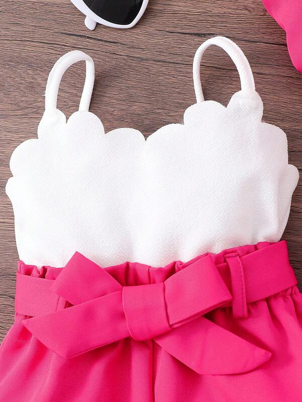 Set de 3 piezas para bebé y niñas pequeñas, enterizo corto, chaleco y bohina