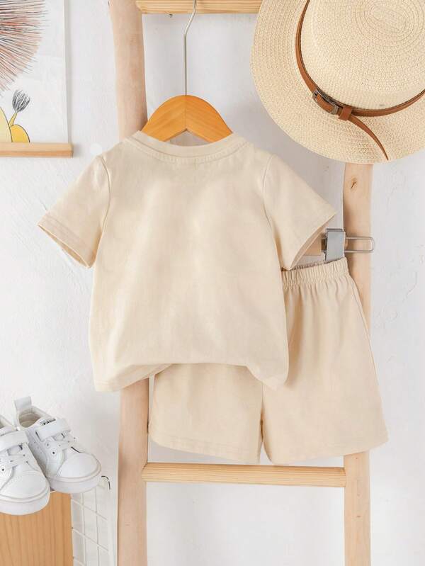 Conjunto de 2 piezas para bebé y niños pequeños, camisa y shorts