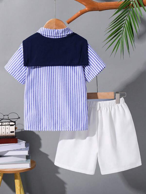 Set de 4 piezas para bebé y niño pequeño, camisa, cinturón, capa y shorts