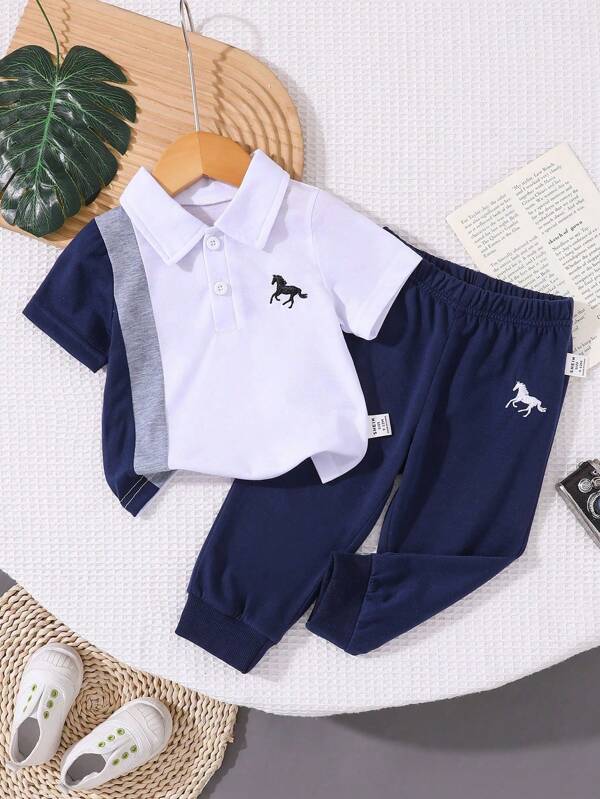Conjunto de 2 piezas para bebé y niños pequeños, chemise y joggers