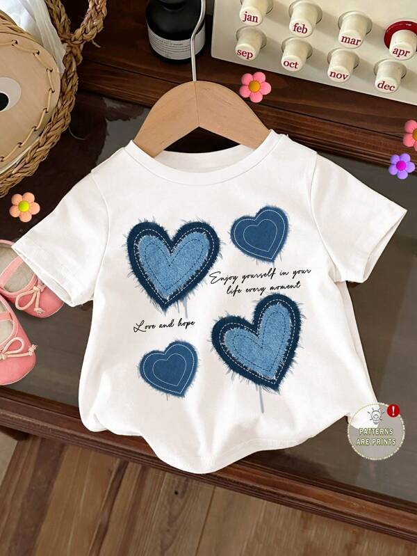 Franela de corazón para bebé y niñas pequeñas