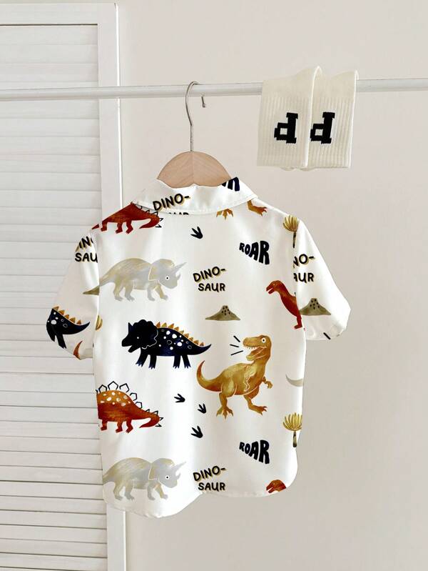 Camisa de dinosaurio con botones para bebé y niño pequeño