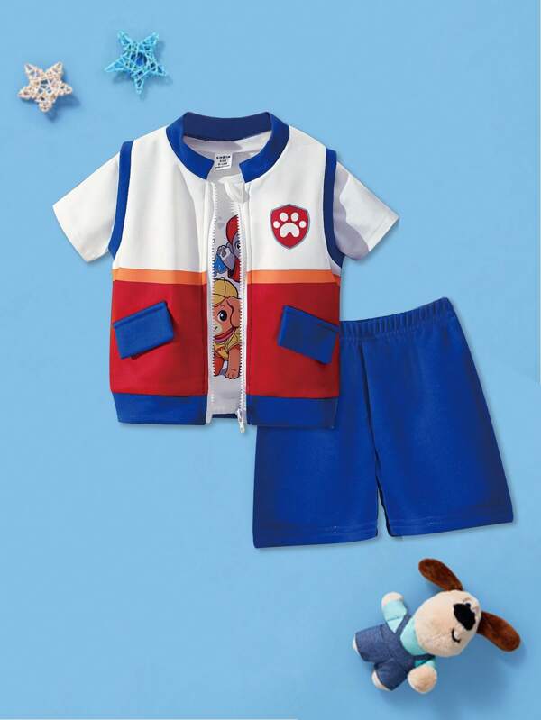Set de 3 piezas para bebé y niños pequeños,franela, chaleco y shorts