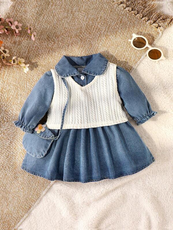Conjunto de 2 piezas para bebé y niñas pequeñas, vestido y chaleco