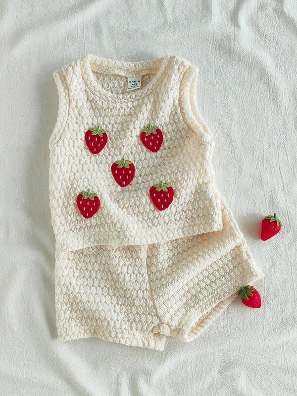Conjunto para bebé niña, blusa sin manga y short corto