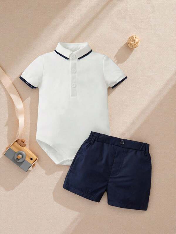 Conjunto de 2 piezas para bebé niño, body y shorts