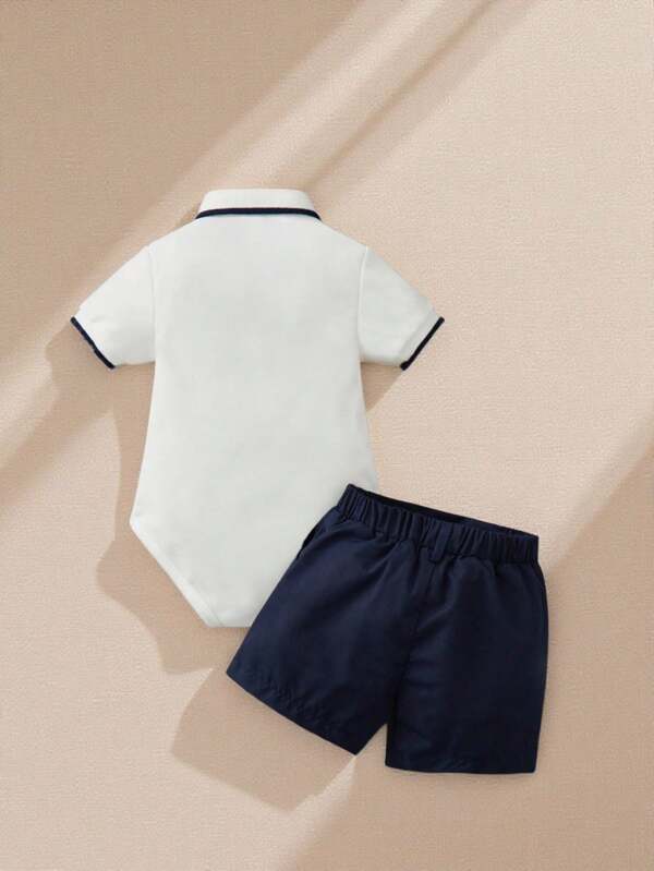 Conjunto de 2 piezas para bebé niño, body y shorts