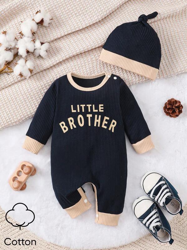 Set de 2 piezas para bebé niño, mameluco y gorro