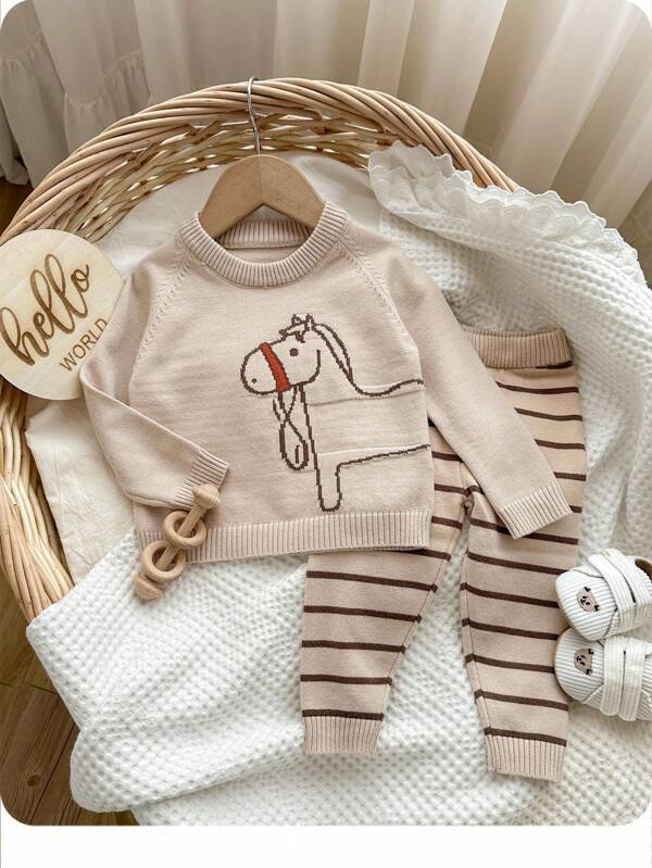 Conjunto de 2 piezas para bebé y niños pequeños, sweater y mono