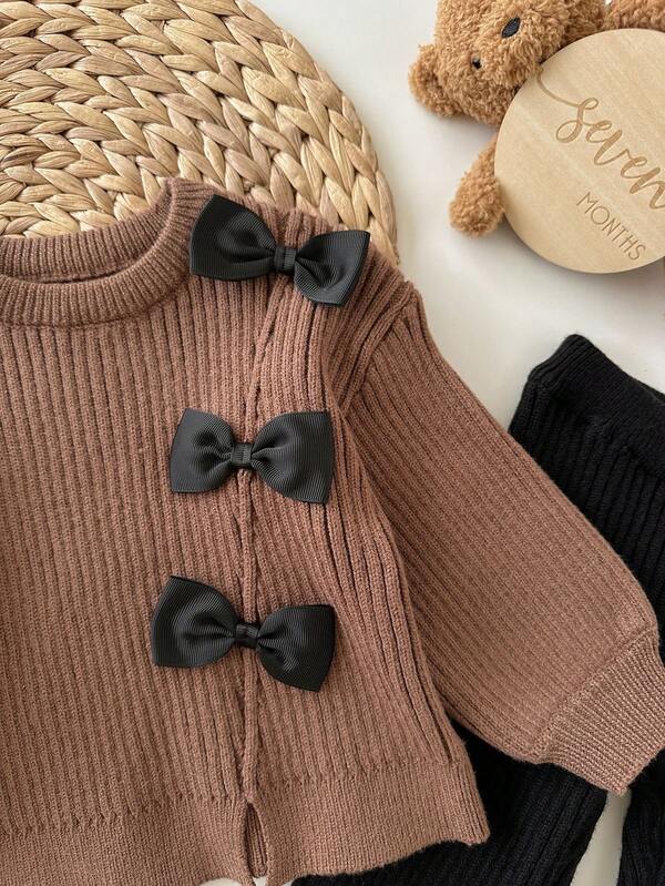 Conjunto de 2 piezas para bebé y niñas pequeñas, sweater y pantalón acampanado