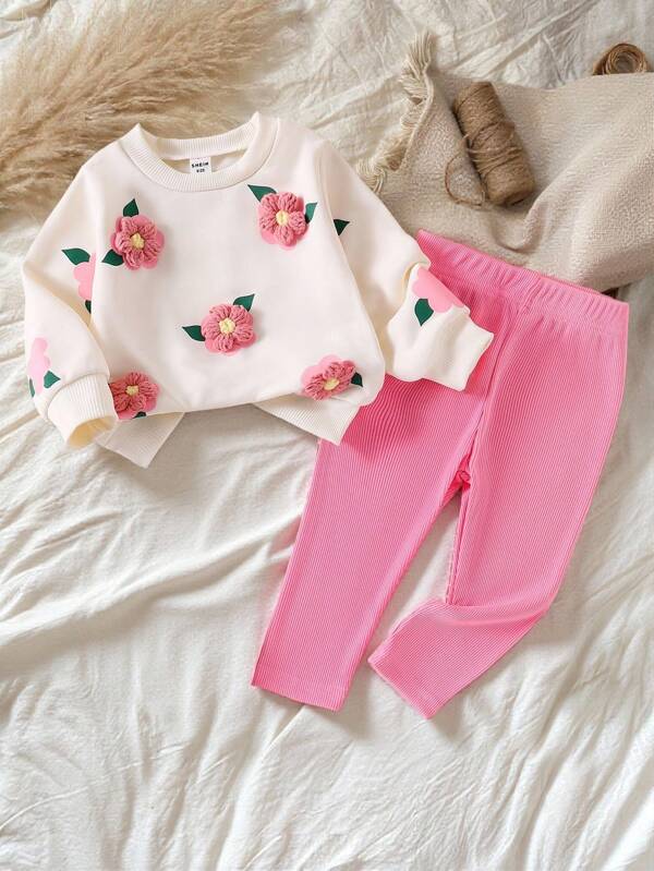 Conjunto de 2 piezas para bebé y niñas pequeñas, sweater y leggins
