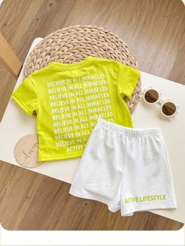 Conjunto de 2 piezas para bebé y niños pequeños, franela y shorts