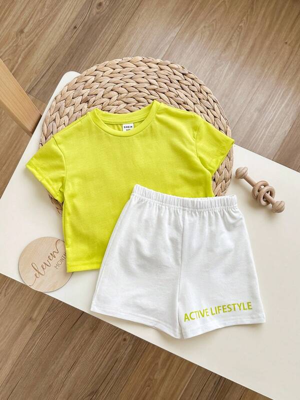 Conjunto de 2 piezas para bebé y niños pequeños, franela y shorts