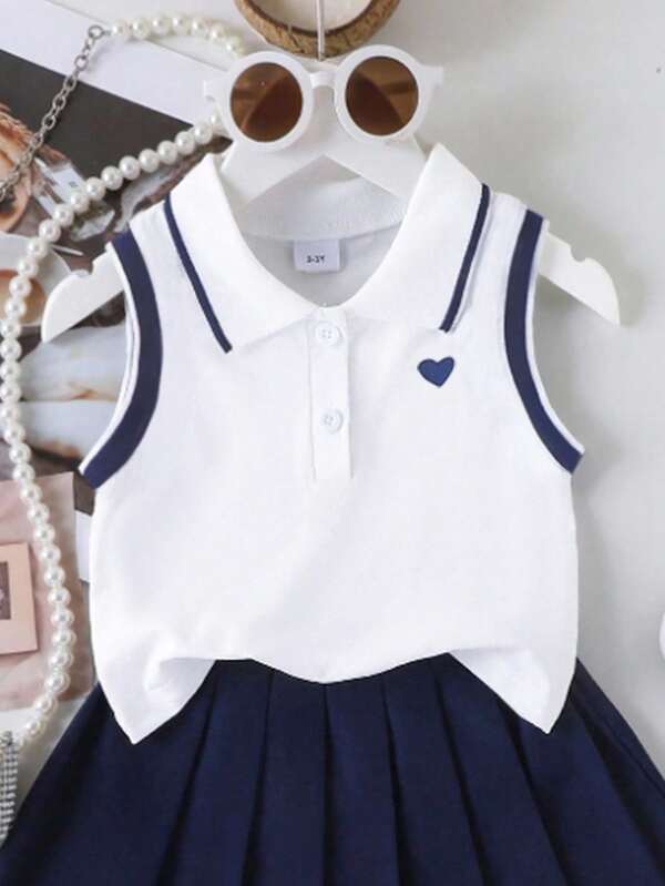 Conjunto de 2 piezas para niñas pequeñas, blusa y falda
