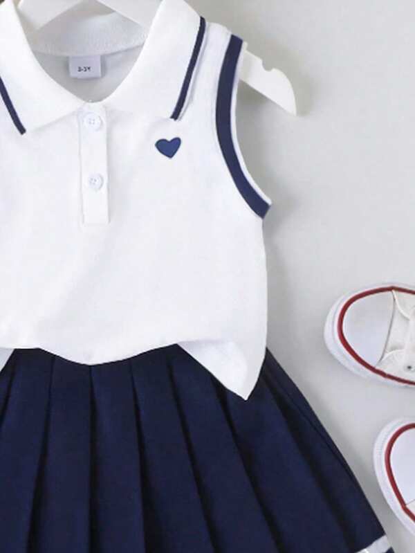 Conjunto de 2 piezas para niñas pequeñas, blusa y falda