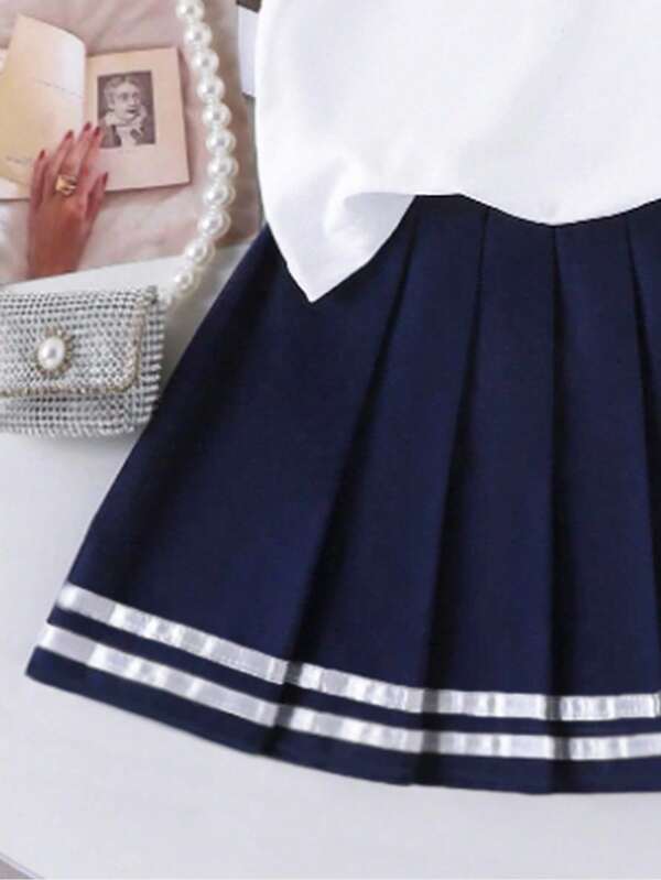 Conjunto de 2 piezas para niñas pequeñas, blusa y falda