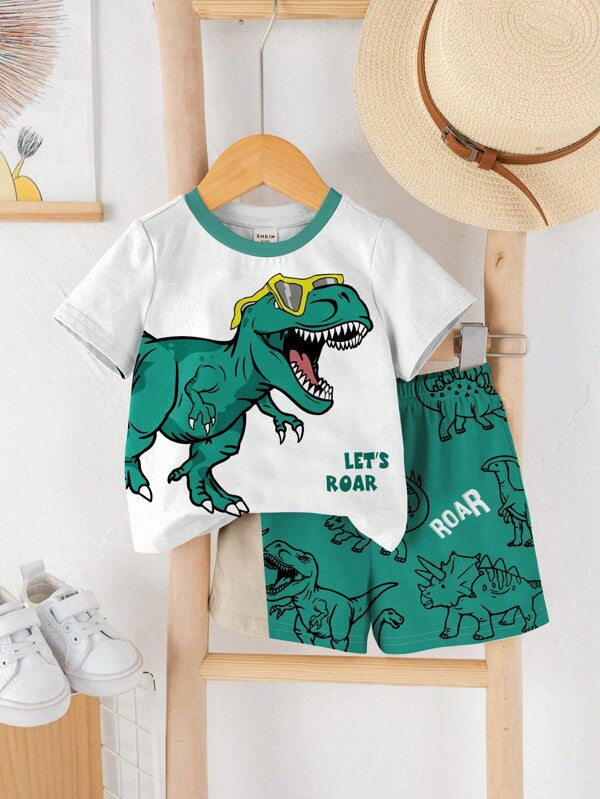 Conjunto de 2 piezas para bebé niños, franela y shorts