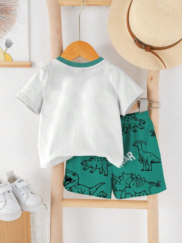 Conjunto de 2 piezas para bebé niños, franela y shorts