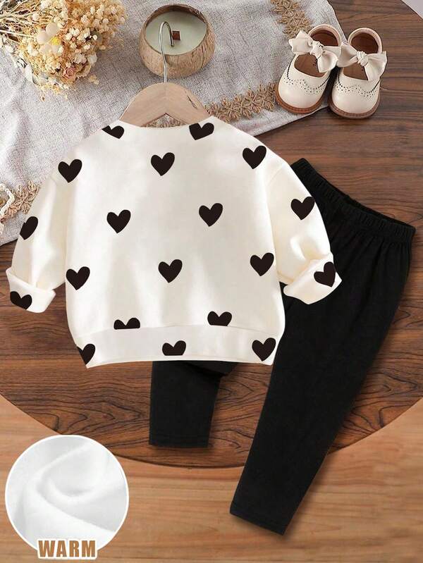 Conjunto de 2 piezas para niñas pequeñas, sweater y joggers