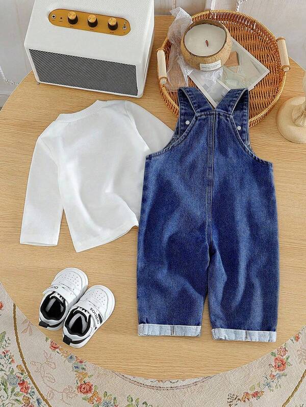 Conjunto de 2 piezas para bebé y niños pequeños, sweater y braga denim