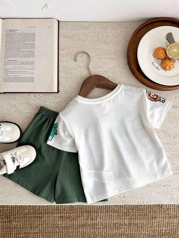 Conjunto de 2 piezas para bebé y niños pequeños, franela y shorts