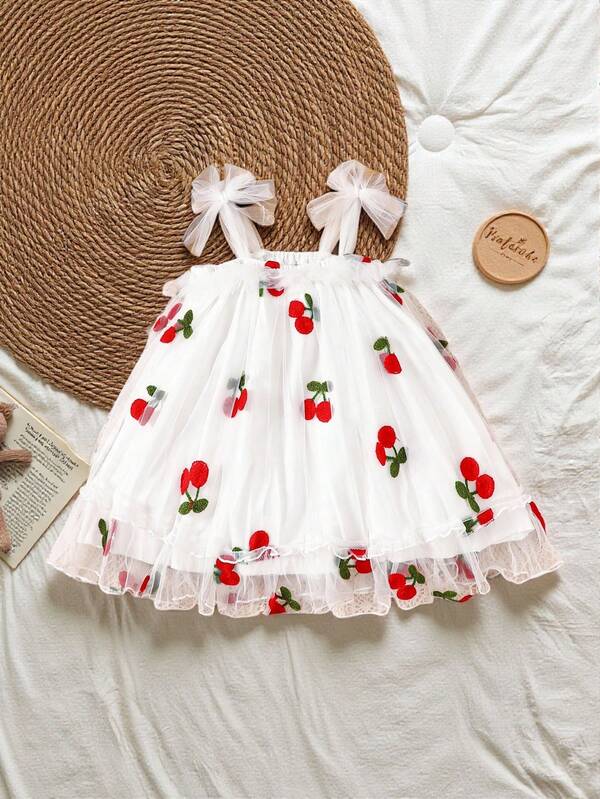Vestido de cerezas para bebé y niñas pequeñas