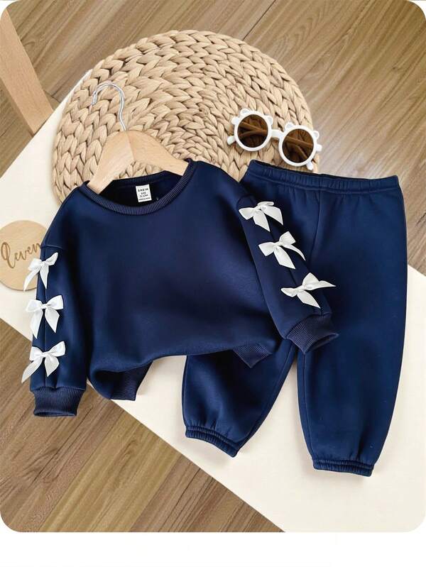 Conjunto de 2 piezas para bebé y niñas pequeñas, sweater y joggers