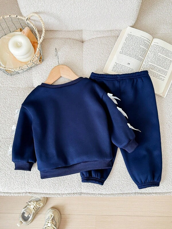 Conjunto de 2 piezas para bebé y niñas pequeñas, sweater y joggers