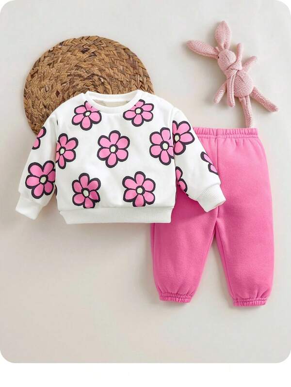 Conjunto de 2 piezas para bebé y niñas pequeñas, sweater y joggers