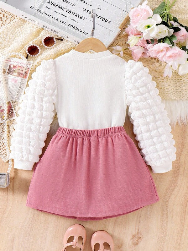 Conjunto de 2 piezas para niñas pequeñas, blusa y falda