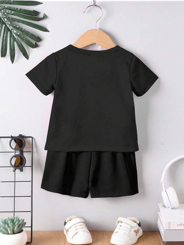 Conjunto de 2 piezas para bebé y niños pequeños, franela y shorts