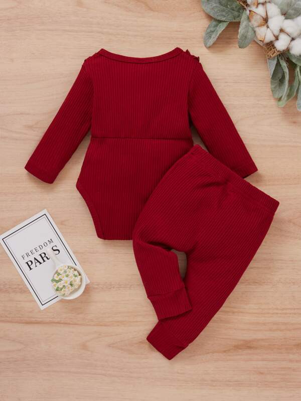 Conjunto de 2 piezas para bebé niña, body y joggers