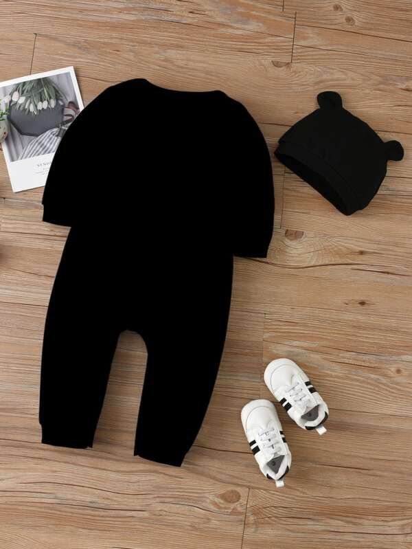 Set de 3 piezas para bebé niño, mameluco y gorro