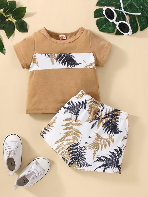 Conjunto de 2 piezas para bebé y niños pequeños, franela y shorts