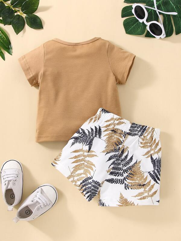 Conjunto de 2 piezas para bebé y niños pequeños, franela y shorts