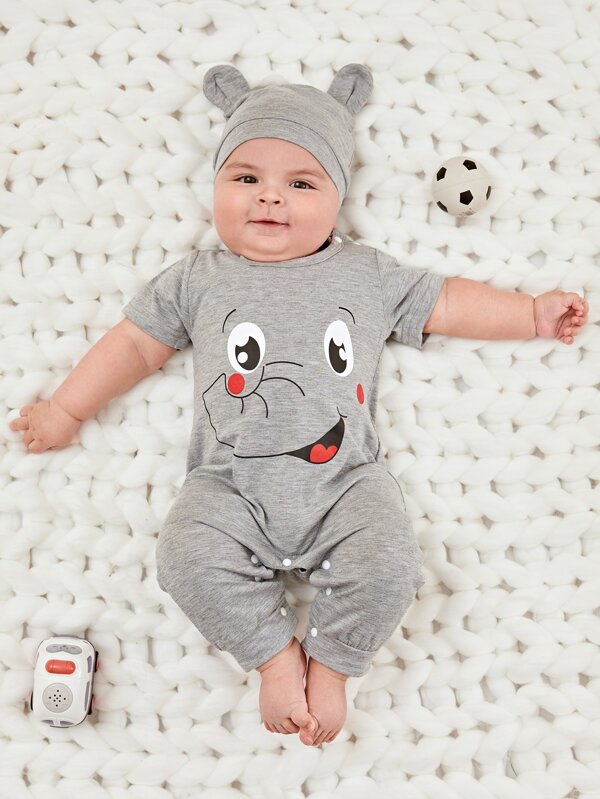 Set de 2 piezas para bebé niño, mameluco y gorro